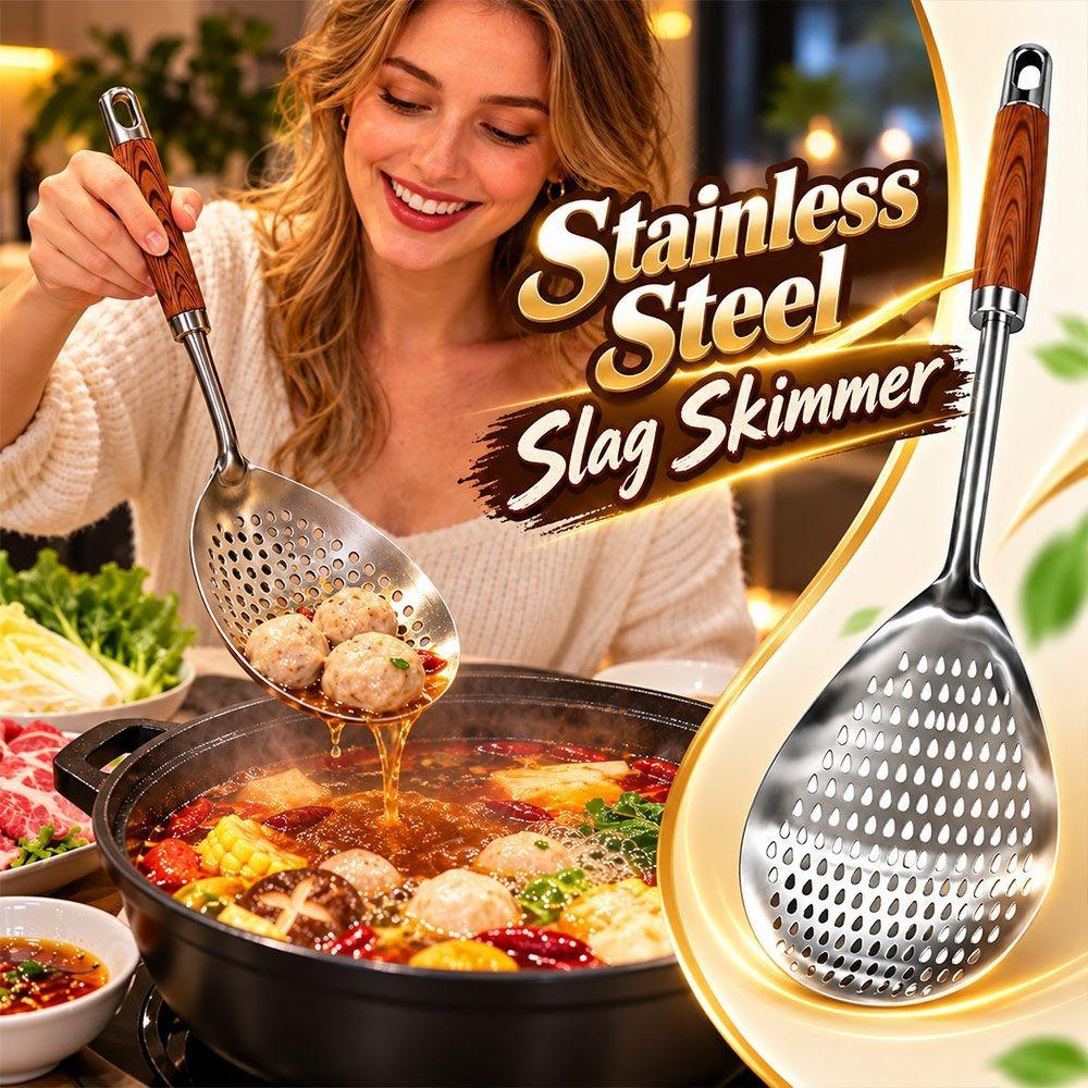 Stainless Steel Large Mesh Ladle Teardrop Shape Straining Spoon New Slotted Strainer Ladle Cooking
