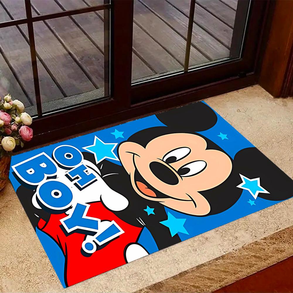 Mickey Mouse Adventure Disney Cartoon Theme Anti-Slip Rug - Polyester, Home Decor, Suitable for Bedrooms, Living Rooms, Doorways, and Studios