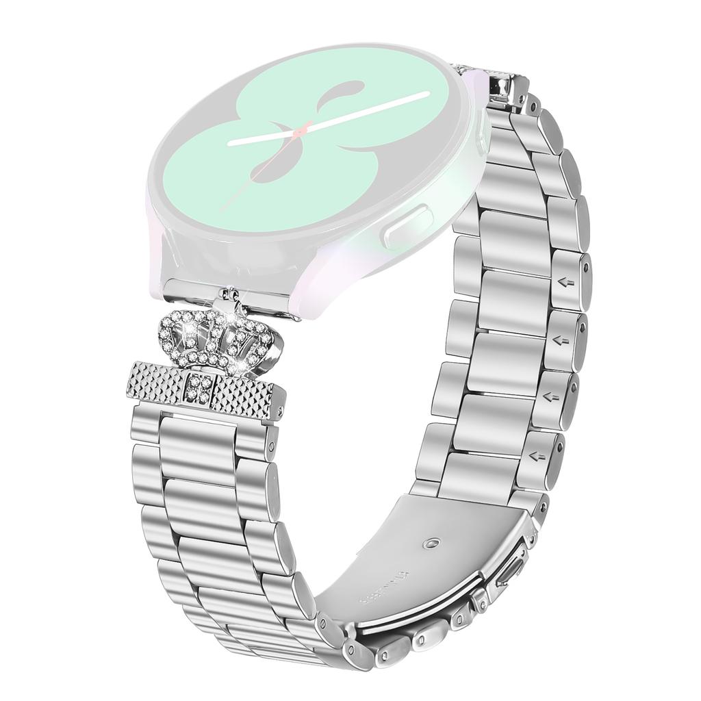 For Withings Steel Stainless Steel Strap Crown Shape Rhinestone Decor Silver Watch Band