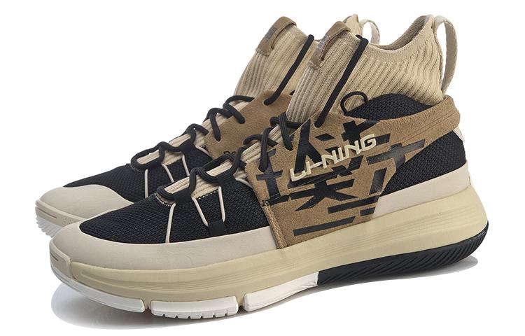 Li Ning 937 Винтажные Баскетбольные Кроссовки Мужские Высокие Абрикосовый/Черный ABPP035-6