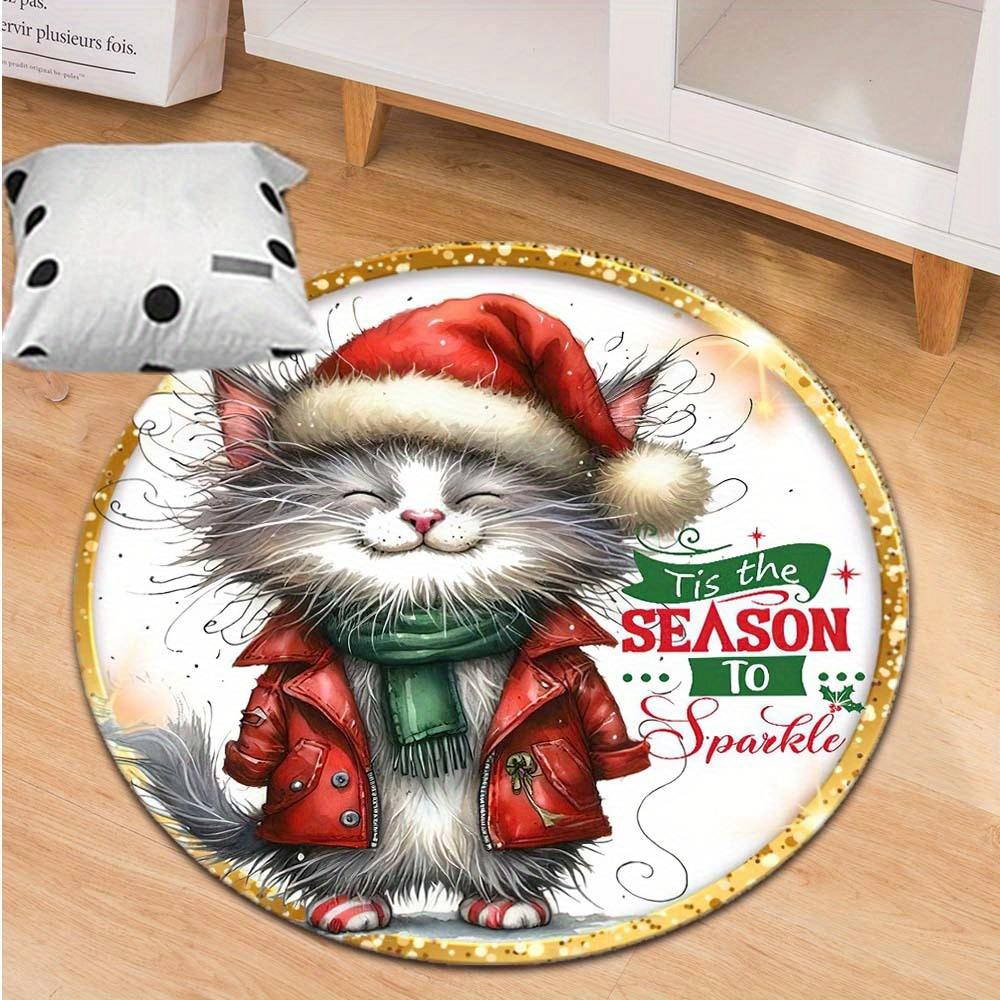 1 Piece Christmas Decoration Round Rug Suitable For Office Bedroom And Kitchen Home Decoration Christmas Decoration Gifts For Friends And Family