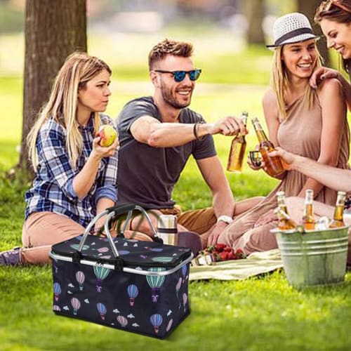 Picnic bag, picnic basket, cooler basket, picnic box, 30L large capacity, insulated shopping bag, keeps food cool and warm, insulated, easy to clean,