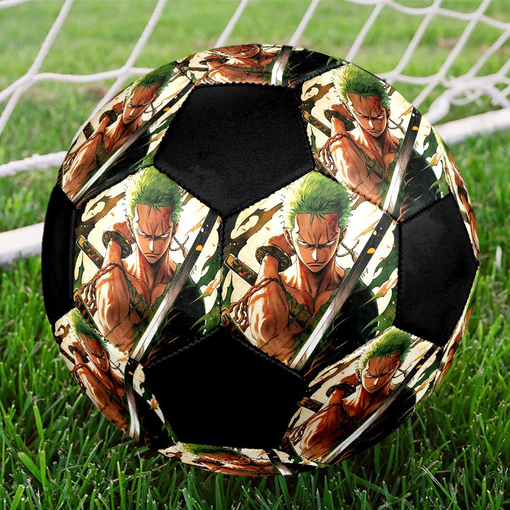 Roronoa Zoro Soccer Ball Colorful All Ages Machine Stitched PVC Competition Ready Durable High-Bounce.SIZE5