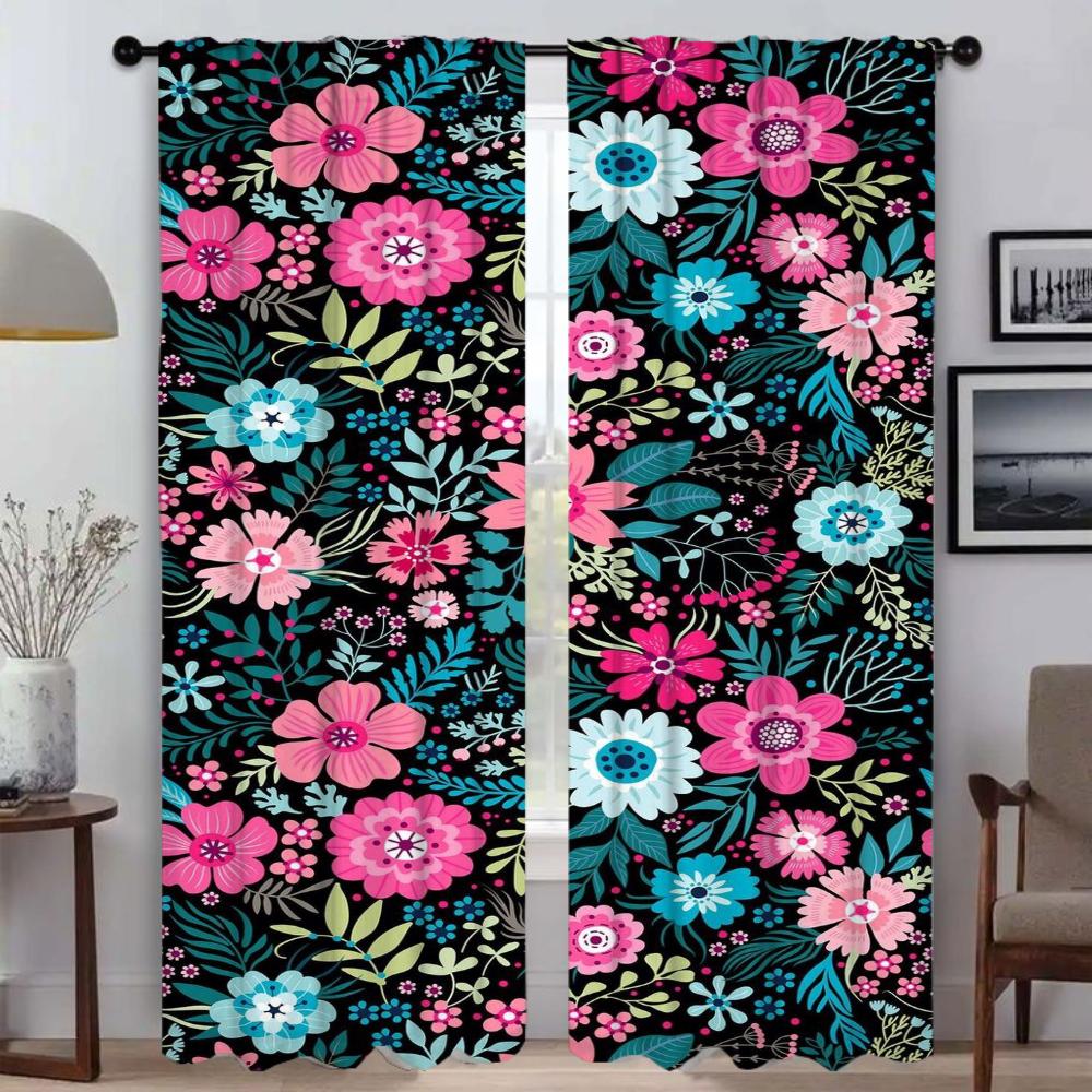 Плотные шторы для гостиной, цветочные шторы для комнаты, 2-х панельные шторы для перегородок, домашний интерьер, шторы для кухни, элегантные