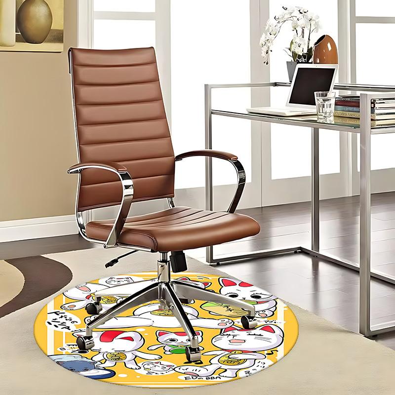 1pc Anime Cat Round Carpet - Cute Design for Office Chair Mat, Non-Slip Rug Suitable for Home Decor, Living Room, Bedroom, Game Room, Perfect Gift for