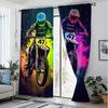 2PcsColorful motorcycle print curtains,suitable for bedroom,living room kitchen decoration,home decoration, curtains for bedroom