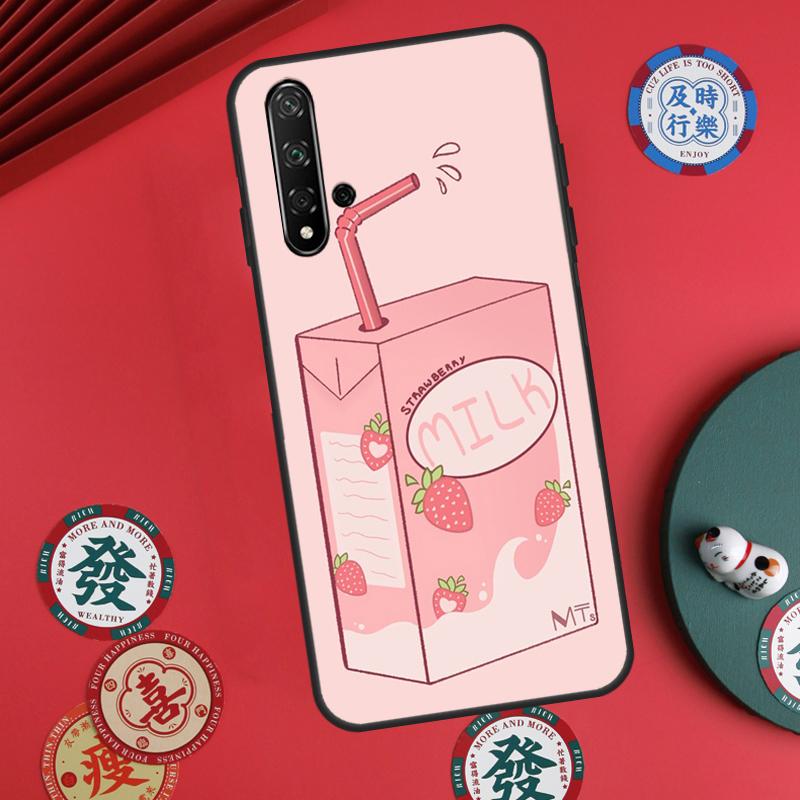 Милая коробка с клубничным молоком для Huawei Nova 5T 10 9 SE 7i 8i 11i 12i Y73 Y90 Y70 Y72 Y61 Y91 P60 Pro P30 P40 Lite Чехол