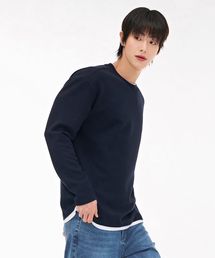 CHASECULT Men'S Layered Long Sleeve T-Shirt - Navy
