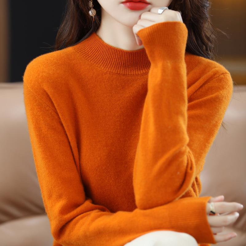 INDFS Женская мода Повседневный Осень Зима Однотонный Принт Длинный Рукав Полуводолазка Свитера