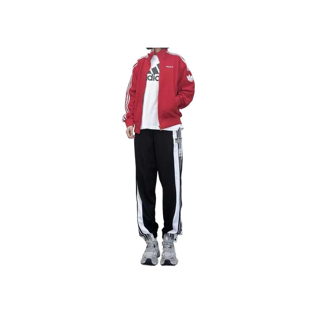 adidas Оригинальная спортивная стильная куртка из серии «Удобная мягкая дышащая полосатая винтажная куртка с длинным рукавом, мужские куртки красного цвета JL8393