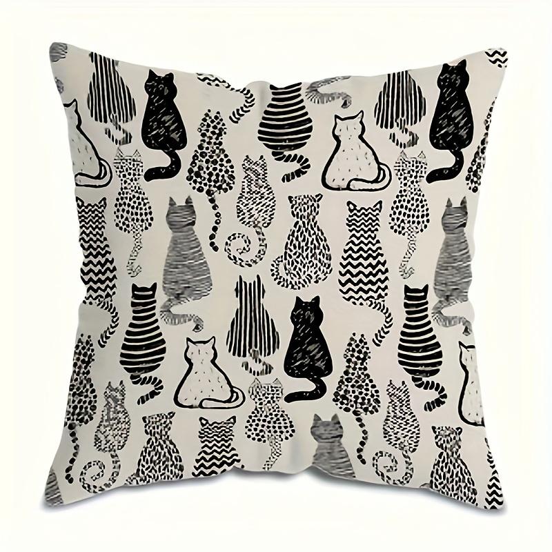 Cute Cat Zipper Pillow Covers Easy Clean Design Cozy Bedroom Decor Pillow Insert Not Included