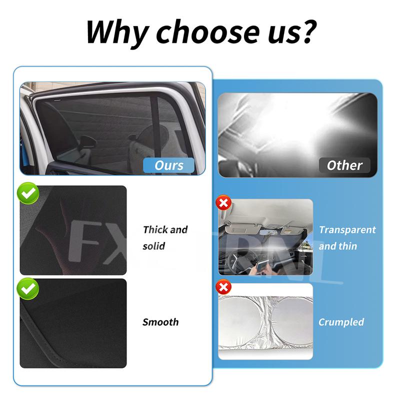 Magnetic Mesh Rear Side Window Sunshade Curtain For Volkswagen Tiguan 5-Seater 2018-2024 Car Window Sun Shade UV Protection