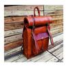 Handmade Leather Roll Top Backpack, Leather Rucksack, Personalised Leather Laptop Backpack, Leather Hiking Bag Men Women