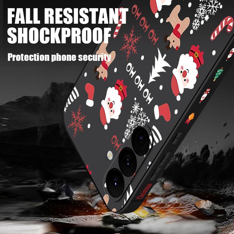 Мультяшный чехол для телефона с рождественской елкой для Samsung Galaxy A56 A17 A26 A16 A36 A55 A54 A53 A15 S24 S25 FE S25 S22 S23 Ultra Противоударный чехол со шнурком