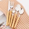 4/5pcs 304 Stainless Steel Cutlery Set Bamboo Handle Silverware Knife Spoon Cake Fork Dinnerware Set Western Kitchen Tableware