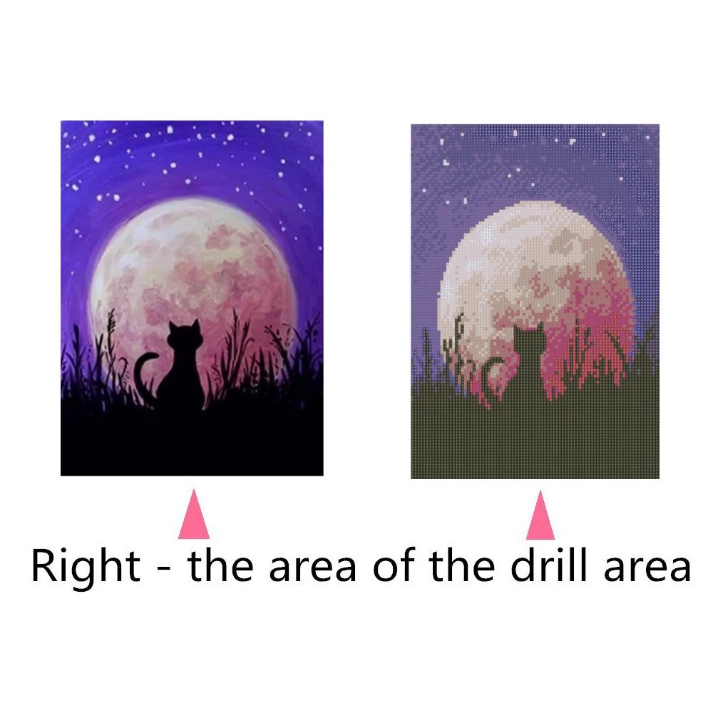 DIY 5D Diamond Painting W040 Cat at Night 40X30 Full Drill Crystal Rhinestone Embroidery Paintings Arts Craft for Home Wall Decor