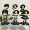 6pcs /Set Attack On Titan Anime Figure Levi Ackerman Eren Jaeger Action Figure Mikasa Ackerman Figurine Model Doll Gift 10cm