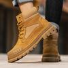 Осенние мужские мотоботы Бренд Мужские Новинка Ботинки для ходьбы Зимние мужские ботильоны На шнуровке Уличные кожаные кроссовки
