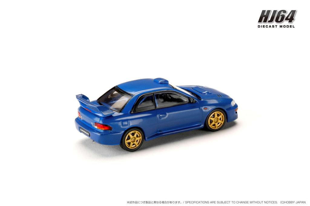HJ64 1/64 Subaru Impreza 22B STi Версия (GC8) Автомобиль для ралли BASE CAR Углево-синий Готовая модель HJ647041BL