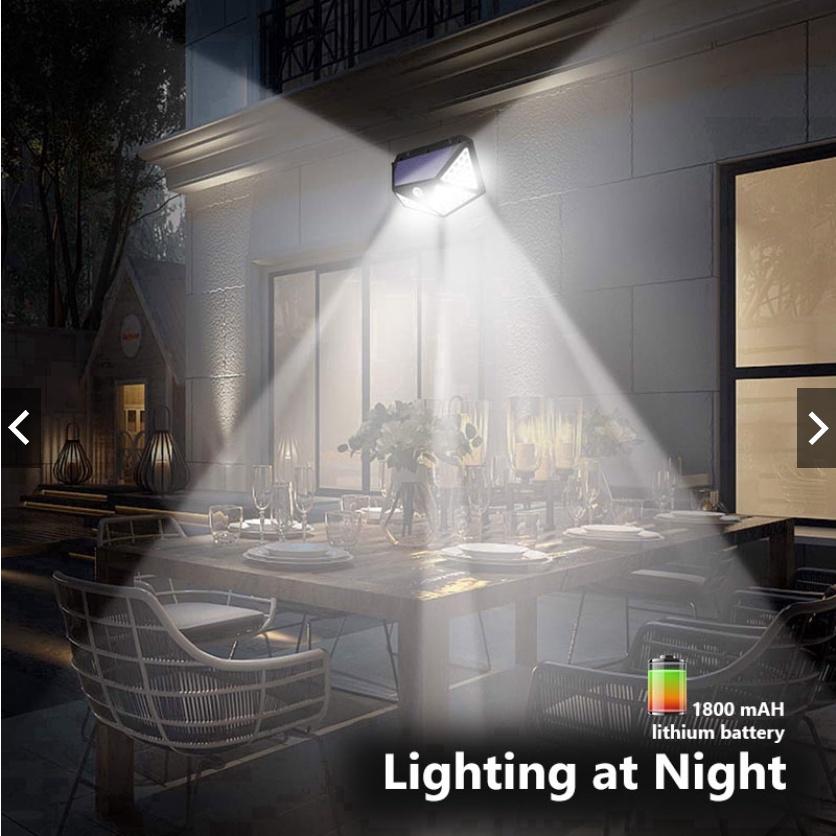 100 LED Solar Wall Lamp 4 Sides Luminous Motion Sensor Human Induction Outdoor Garden Courtyard Street Waterproof Wall Light