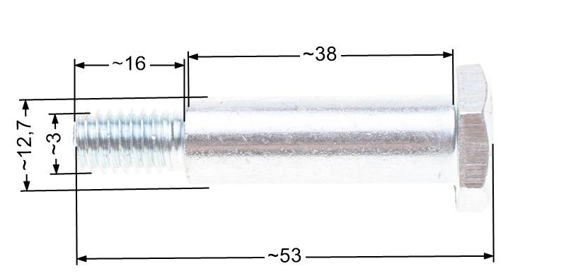 Длина оси колеса косилки. 59 мм Ro314