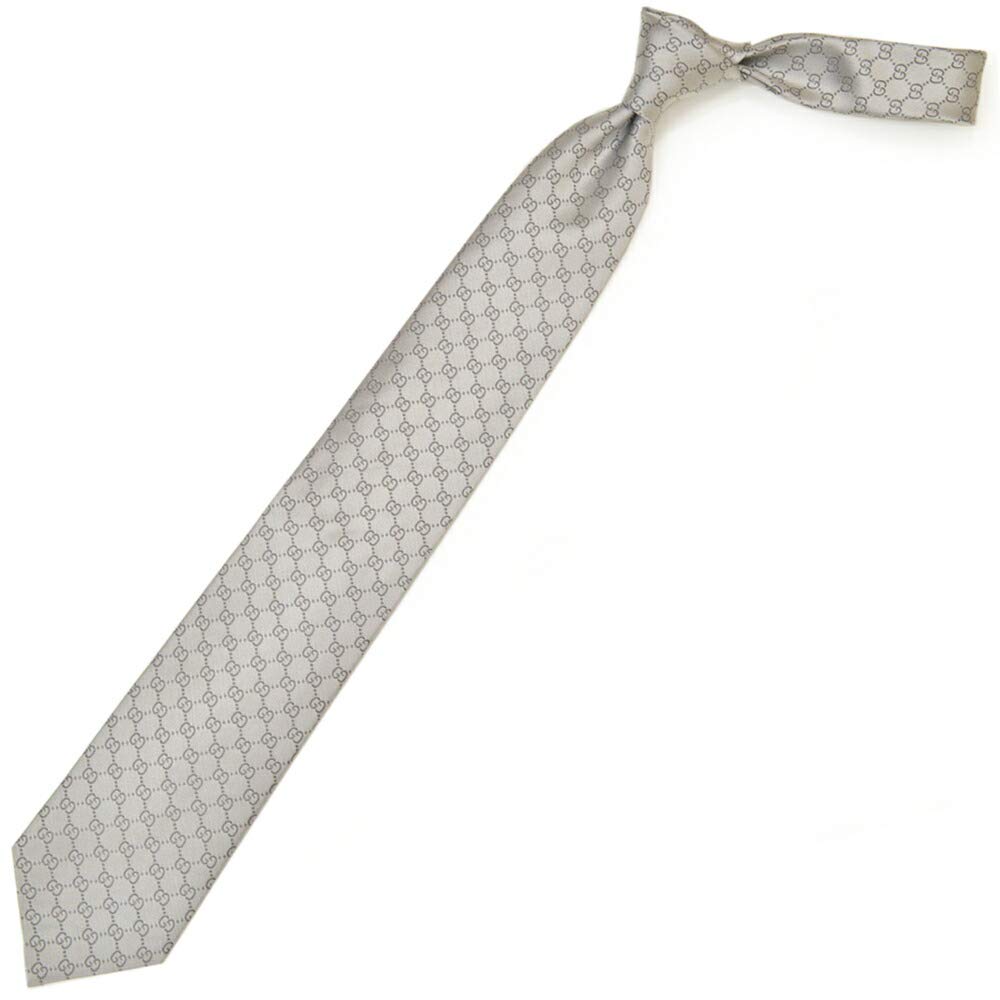 GUCCI brand GG tie, pattern, silver.