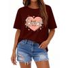Women's Casual Loose Printed T-shirt Round Neck Pullover Short Sleeved Top