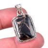 Natural Black Copper Turquoise 925 Solid Sterling Silver Gift Pendant 1.50" c6D85