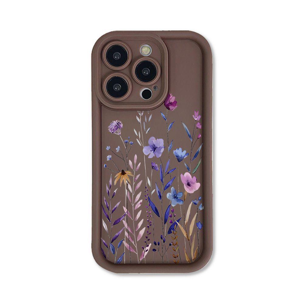 Фиолетовые цветы и растения подходят для чехла мобильного телефона iPhone17ProMax 14 Apple 13 матовый 12/15 Премиум 11 мелкие отверстия