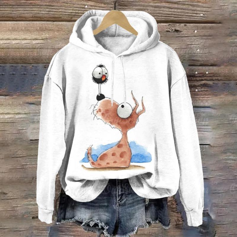 Милая кошечка женская толстовка с капюшоном для осени/зимы женская одежда Harajuku Kawaii Animal Print Long Sleeves Sweatshirt Fashion Casual Top