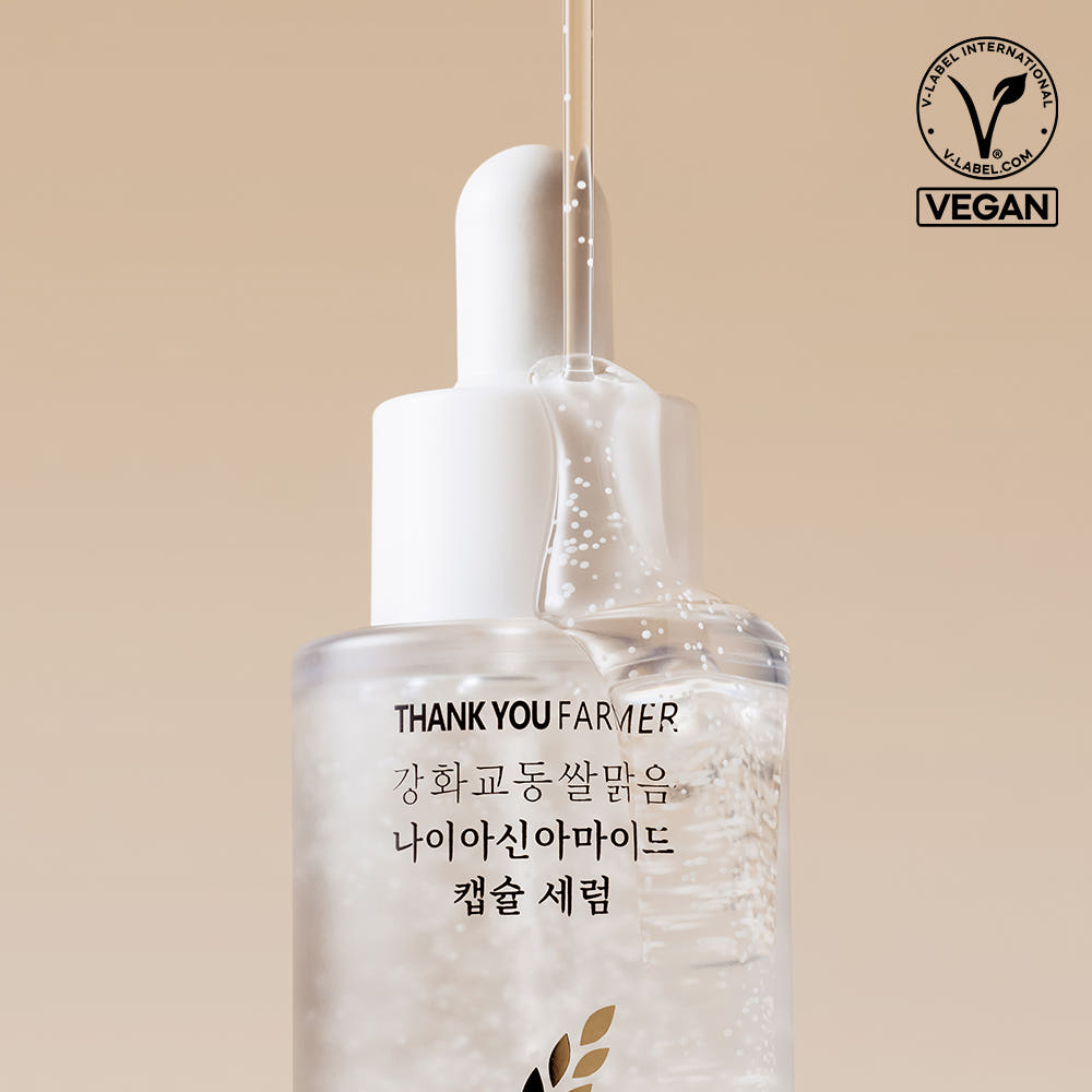 THANK YOU FARMER Rice Pure 5% Niacinamide Capsule Serum 30ml – Korean Brightening Serum with Rice & Ceramide