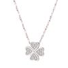 Japanese-Korean Four-Leaf Clover Zircon Pendant Necklace: Women's Simple, Luxury, Versatile Clavicle Chain with Cold Aesthetic.