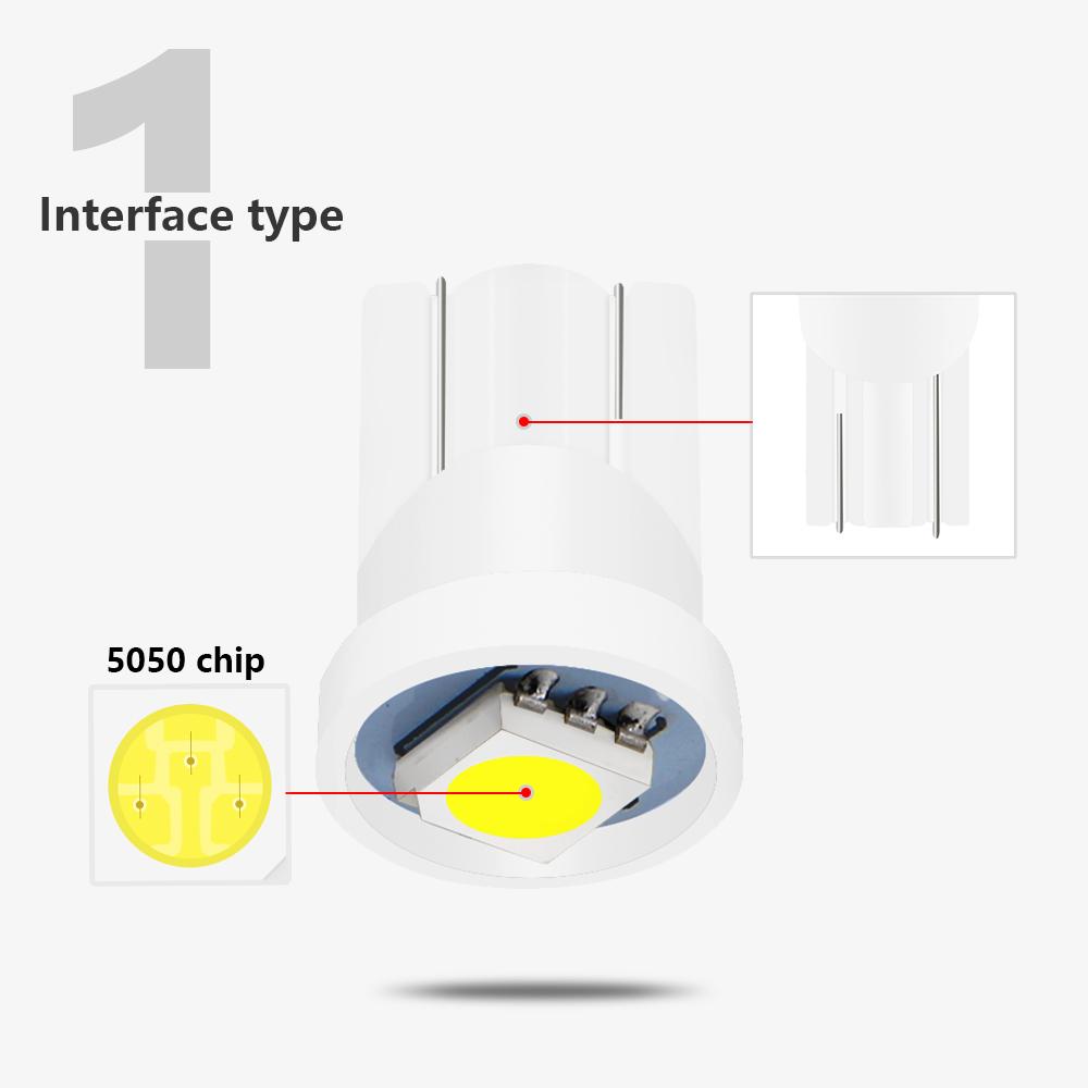 10PCS Colorful T10 5050 1SMD 5050 1 LED 194 168 W5W Car Side Wedge Tail reading Light Lamp car indicate auto bulb for pinball Bulbs 7