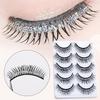 5 Pairs Easy To Apply Artificial Eyelashes Shiny Visual Effect Beauty 3D False Glitter Eye Makeup Party Favor