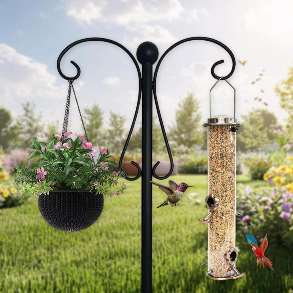 Двойной крюк пастуха, столб для кормушки для птиц, многоцелевой, устойчивый к погодным условиям, садовый подвесной держатель для двора