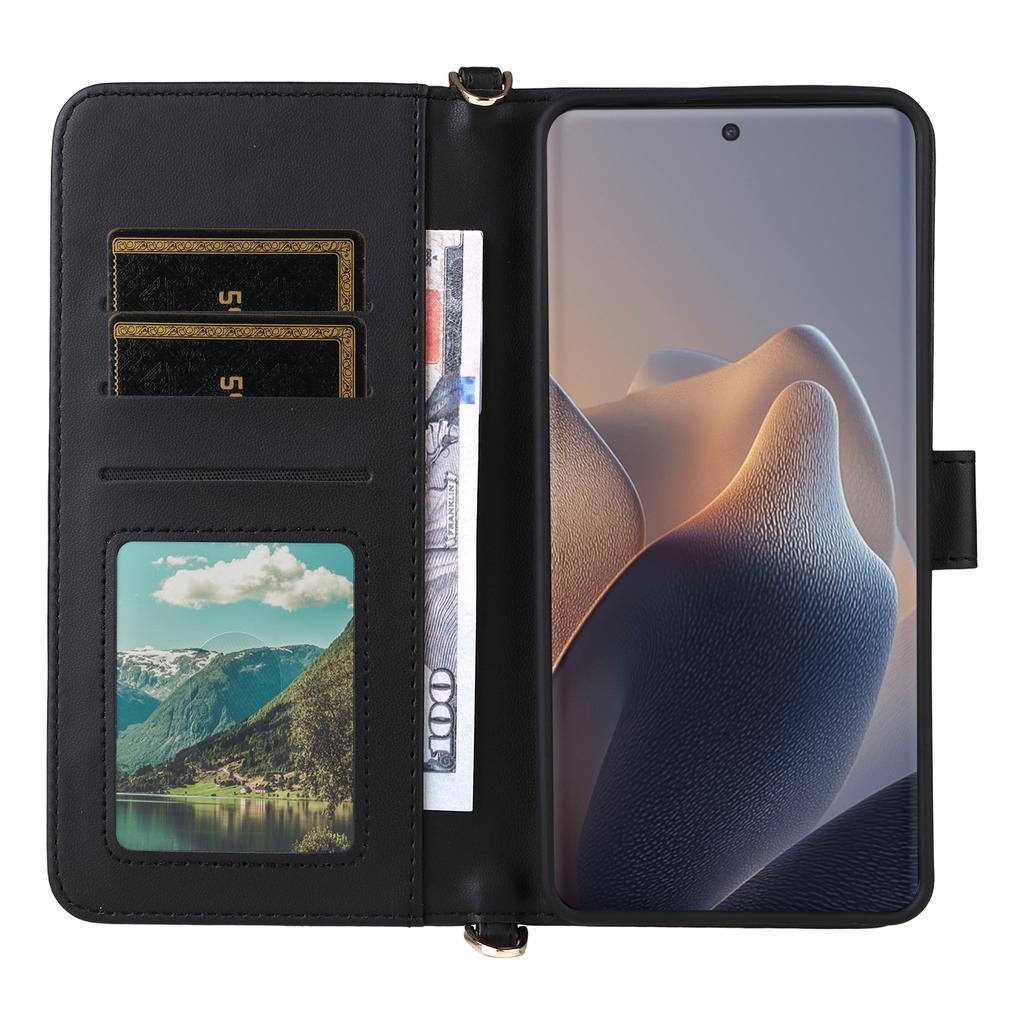 For Motorola Edge 60 5G/60 Fusion 5G Stand Wallet Case with Shoulder/Wrist Strap Leather Phone Cover