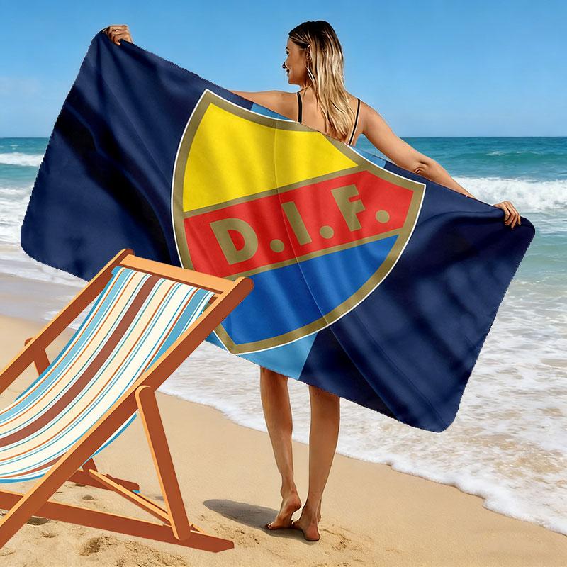 Djurgardens IF Print Beach Towel, Large Soft Quick Dry Towel for Beach Camping Swimming