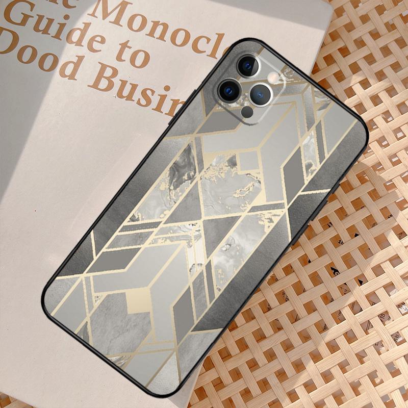 Marble Geometric Phone Case For iPhone 17 Air 16 14 13 12 11 15 Pro Max 12 13 mini 15 16 Plus 16e Cover Coque