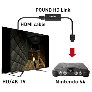 Кабель HD Link для Pound [N64] | Воссоздайте ретро-игры ярко на вашем современном телевизоре с помощью HDMI-подключения 720p.