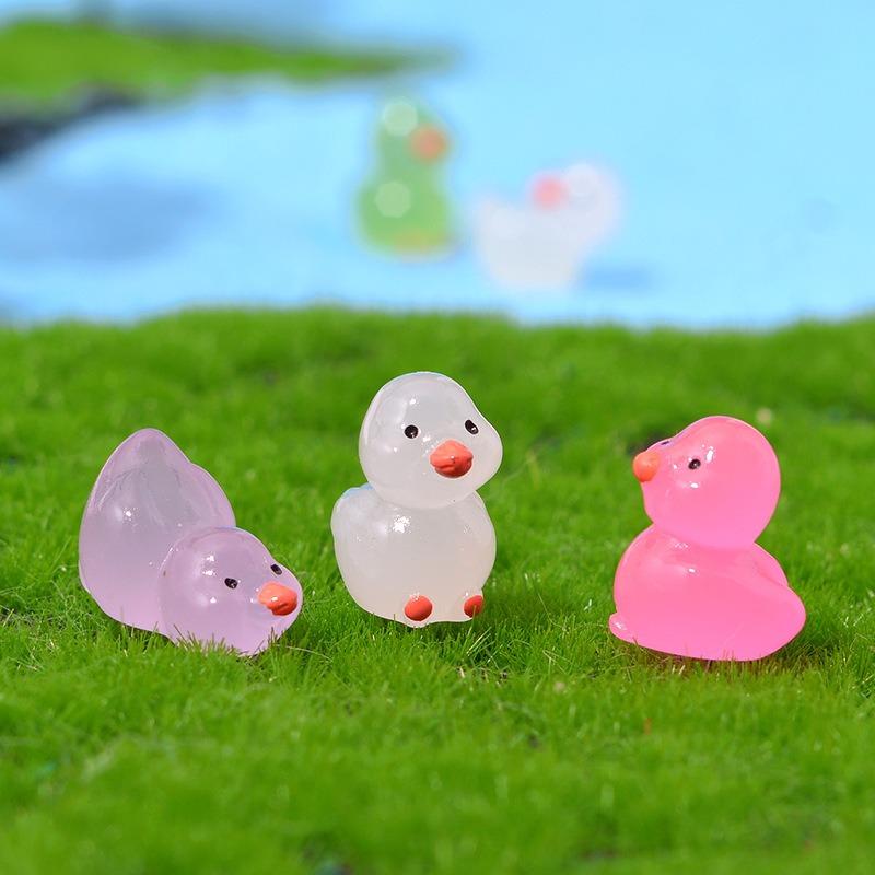 30 шт. Украшения для мини-ландшафта Светящиеся утки, Мультяшные 3D-утки, Миниатюрные декоративные аксессуары, Резиновые поделки, Украшения
