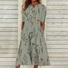 Women's Summer Casual Printed V-Neck Short-Sleeve Swing Dress