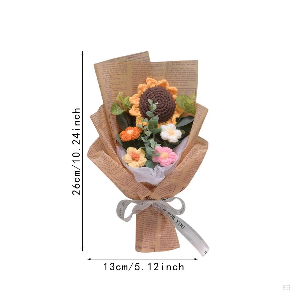 Вязаный крючком букет цветов Искусственный готовый домашний офисный декор Цветочный