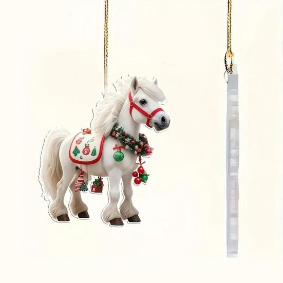 Лошадь Рождественское украшение 2D Акриловые Лошадь Рождественские украшения для елки Конные подарки для женщин девушек Любителей лошадей