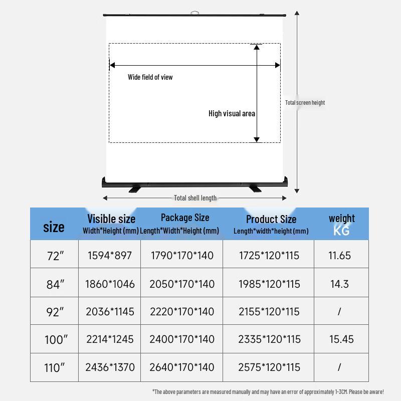Pang Juren Manual Floor-Rising Portable Projector Screen