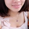 European Korean Style 925 Sterling Silver Heart Necklace Women Purple Blue Zircon Heart‑shaped Pendant