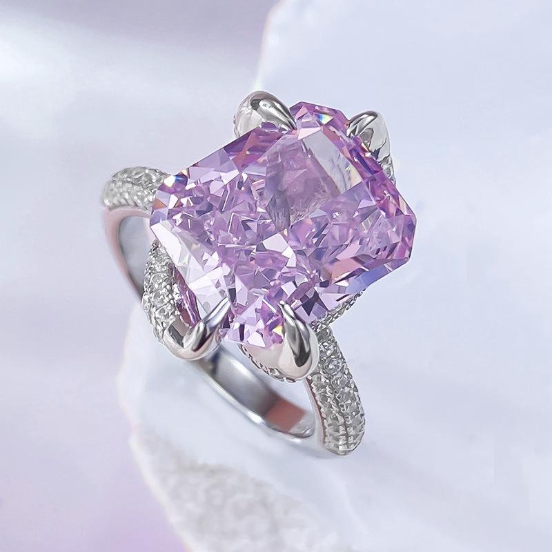 Hui Zhi Yi Jewelry 2024 Серебро S925 Европейская Роскошь Розовое Кольцо с Бриллиантом Высокой Углеродистости