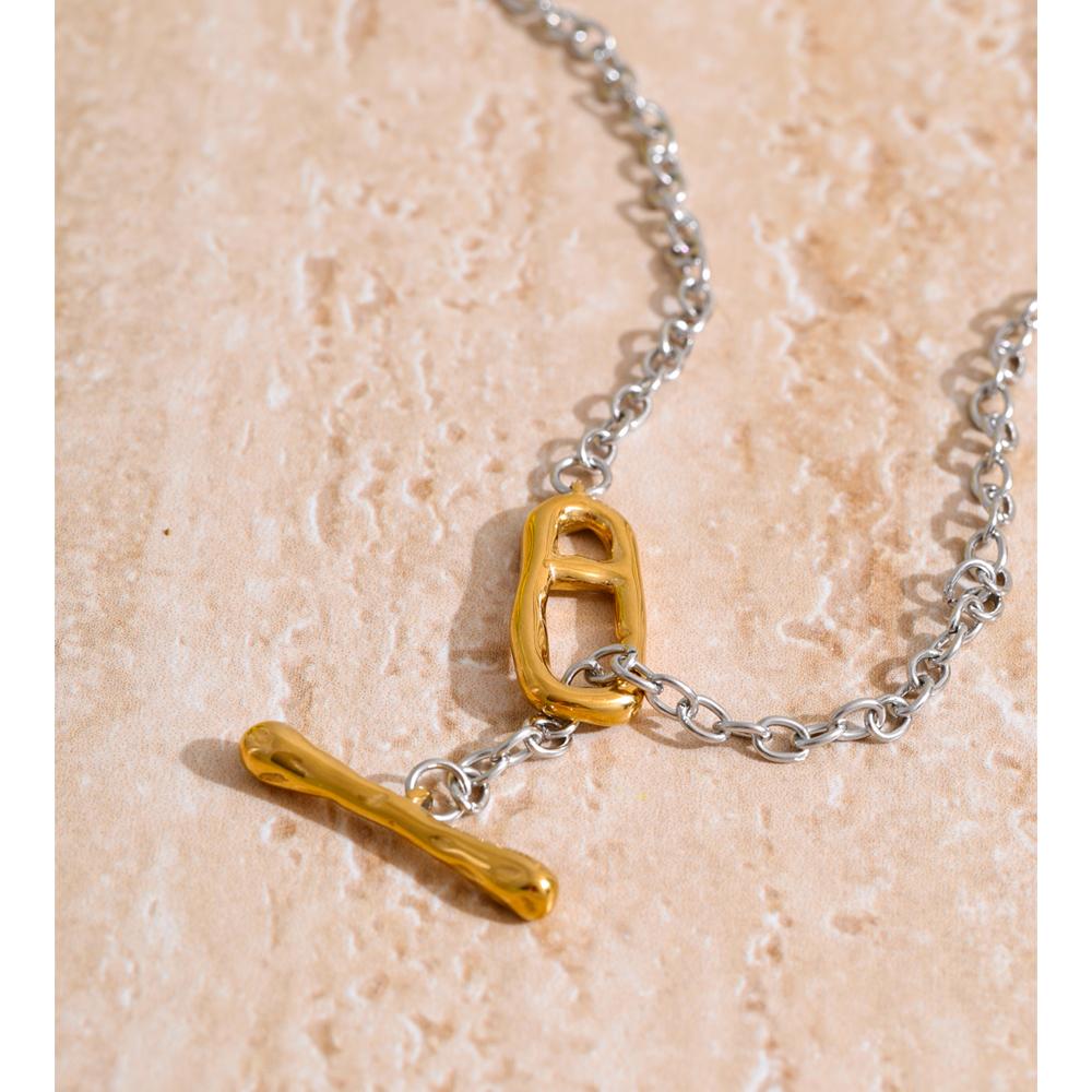 82cm 316L Stainless Steel Chain Toggle-Clasps Long Distinctive Necklace Stain Less Metal Waterproof Jewelry
