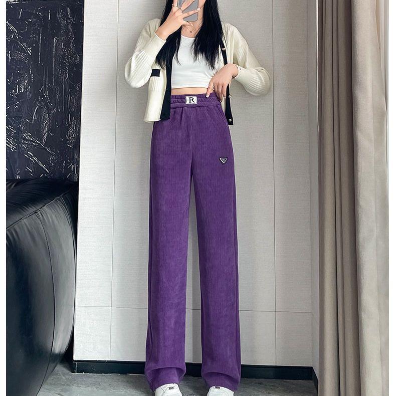 Женские бархатные вельветовые брюки из плотной синели, широкие брюки с высокой талией, свободные прямые брюки