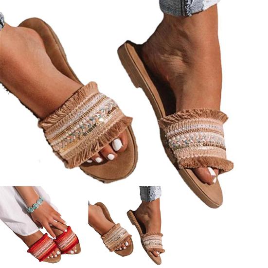 Легкие летние тапочки с мягкой подошвой, модные сандалии с открытым носком и мягкой подошвой с кисточками