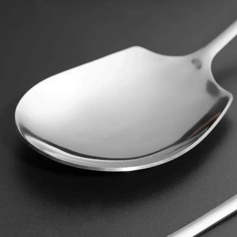 Large Stainless Steel Spoon Long Handle Spoons Kitchen Cutlery Porridge Soup Watermelon Scoops Restaurant Public Spoon Tableware